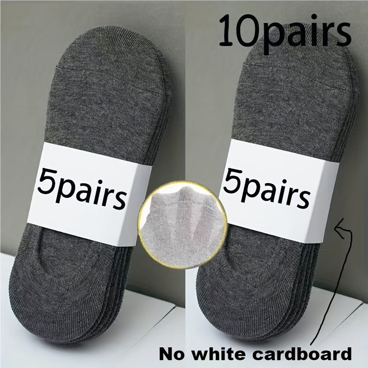 3/5/10 Pairs Men's Cotton Blend Plain Color Breathable Sweat Resistant Anti-odor No Show Socks