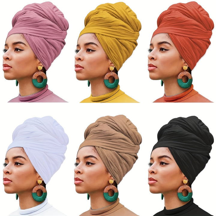 1pc/4pcs Ultra Soft Boho Pleated Head Wrap Turban Cap - Elegant Solid Color, Extra Long, Breathable Head Band Tie for Women