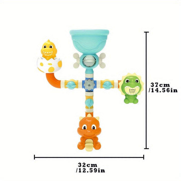 16pcs Dinosaur Bath Toys Dinosaur Wall Bathtub Toy Slide Shower Waterwheel Tracks Water Toys Christmas Holiday Birthday Gifts (random Color)