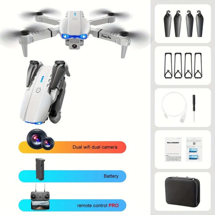 E99 Drone with Dual HD Camera
Affordable and easy to fly, this foldable drone features WiFi FPV, altitude hold, and stable remote control—perfect for kids, beginners, and men’s gifts!