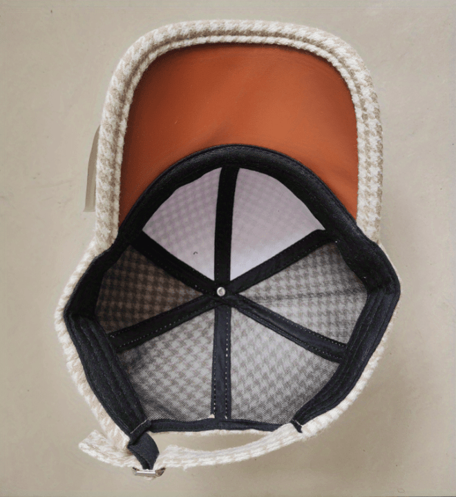 Trendy Houndstooth Baseball Cap - Dazzling Rhinestone M Decor - Unisex Sunscreen Trucker Hat - Perfect for Music Festivals & Outdoor Fun